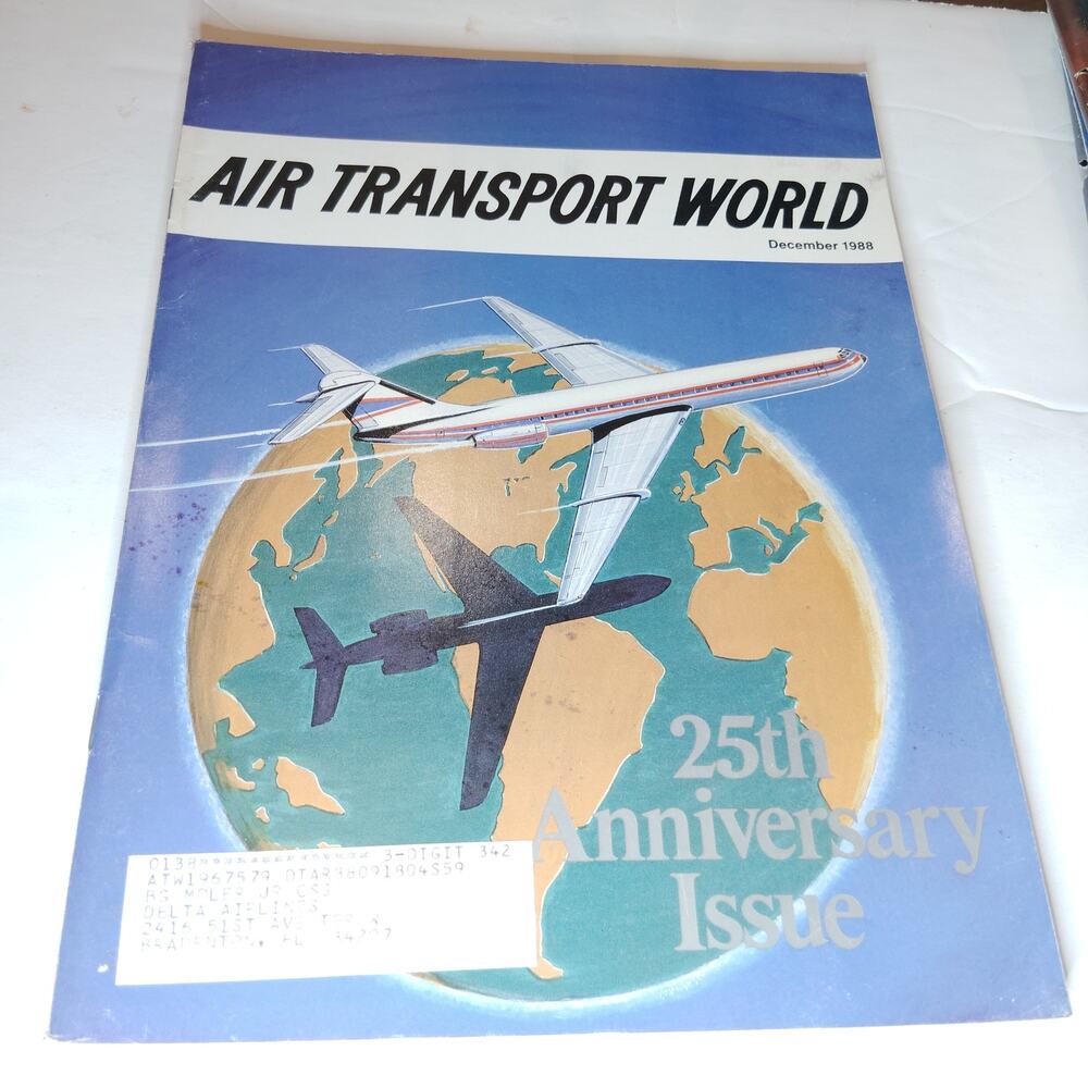 Air Transport World Magazine December 1988 - 25th Anniversary Issue - Blue/White